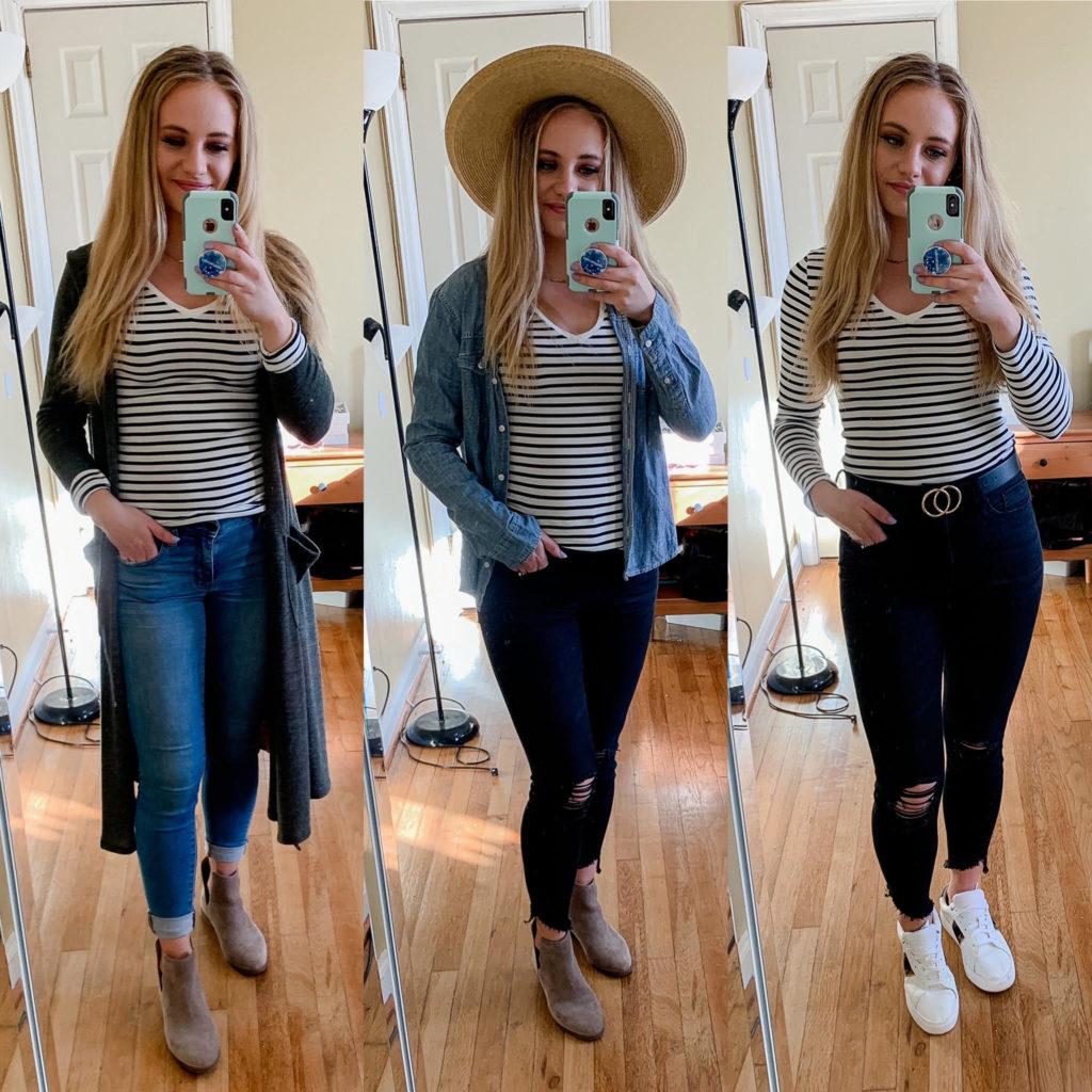 striped long sleeve outfit