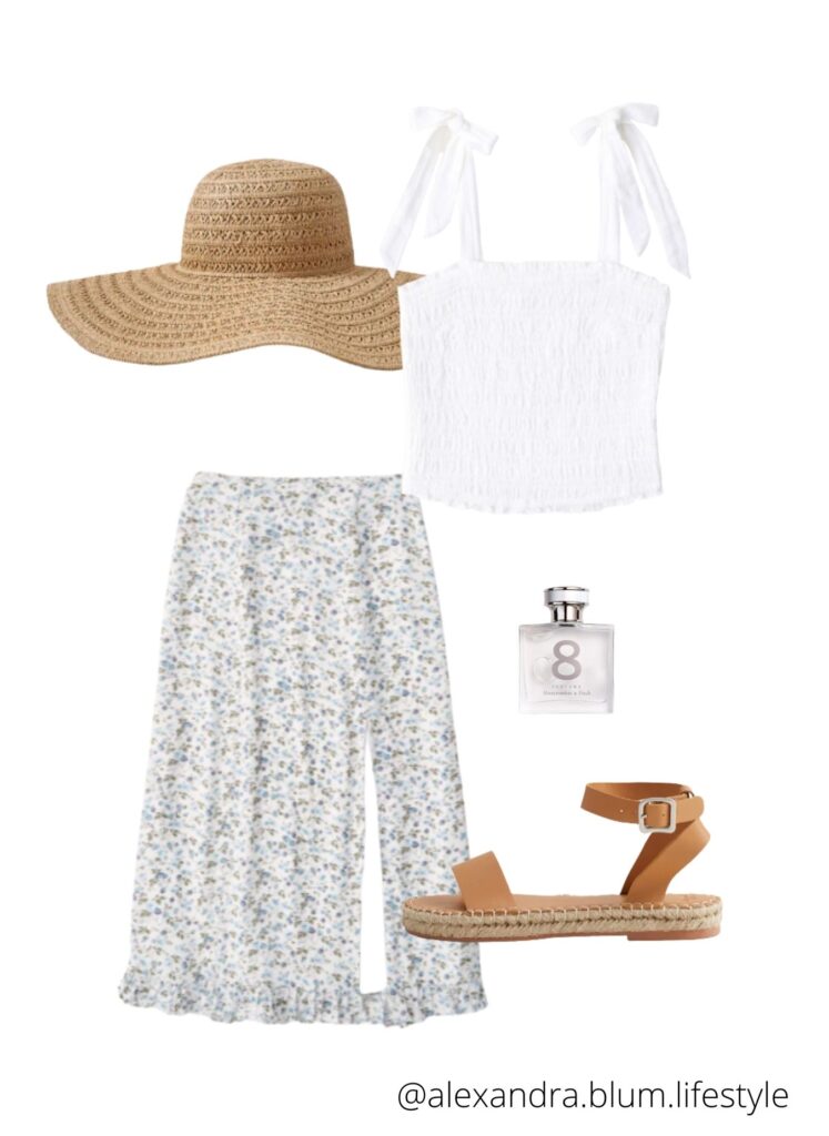 Spring Capsule from Abercrombie. Outfit Ideas. Spring Outfits made up of light blue colors. Spring style with white jeans and sweater outfit. Spring fashion for beach wear. Matching shorts and shirt outfit. Midi shirt and white tank top. Summer outfits, Summer fashion, Summer style.